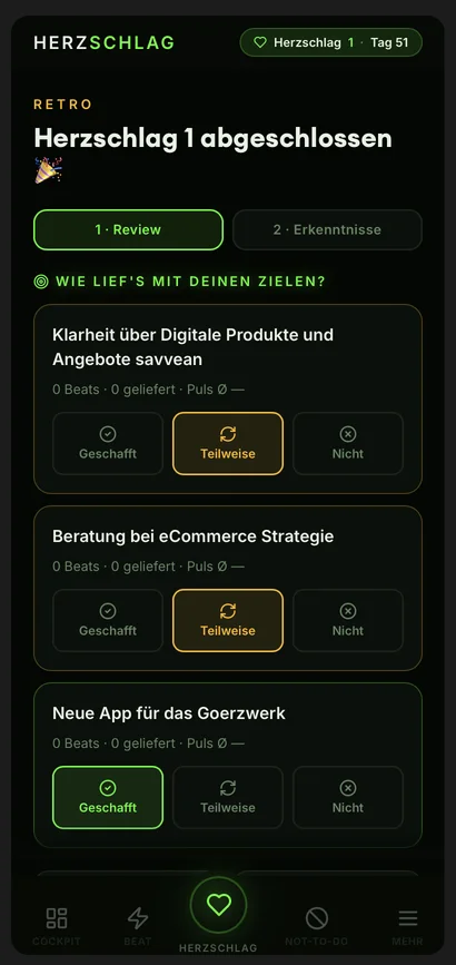 Retro — Herzschlag abgeschlossen