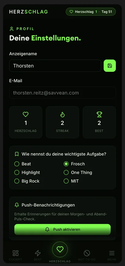 Profil und Einstellungen